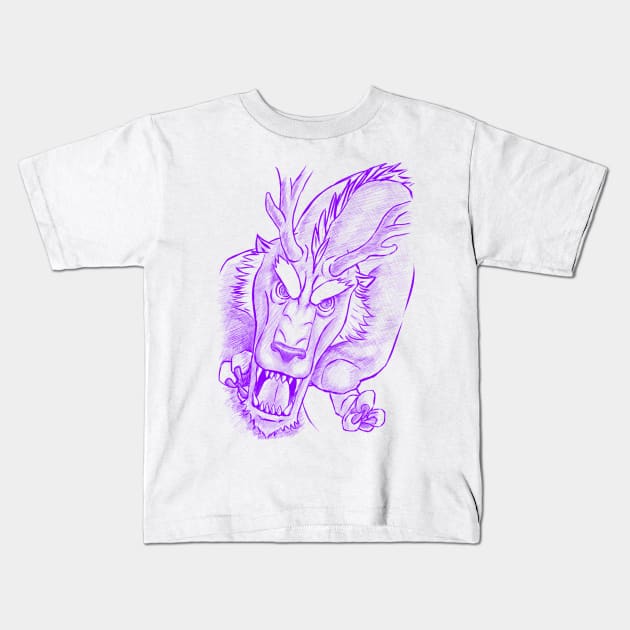 Dragon Of Legend Purple Version Kids T-Shirt by sketchbooksage